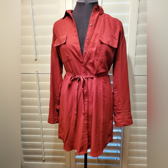 Express Dresses & Skirts - Maroon/burgundy Express shirtdress size M